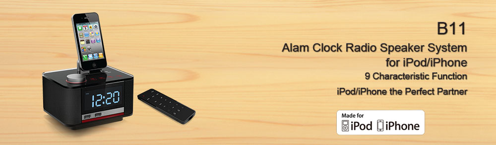 Alarm Clock Radio Speaker for iPod/iPhone